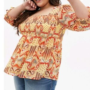 Torrid chiffon smocked top.